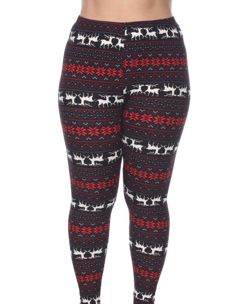 Front of a model wearing a size one-size-fits-all Printed Leggings in Black Red by White Mark. | dia_product_style_image_id:249077